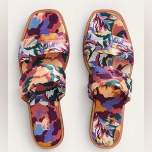 BODEN Printed Satin Slide Sandals